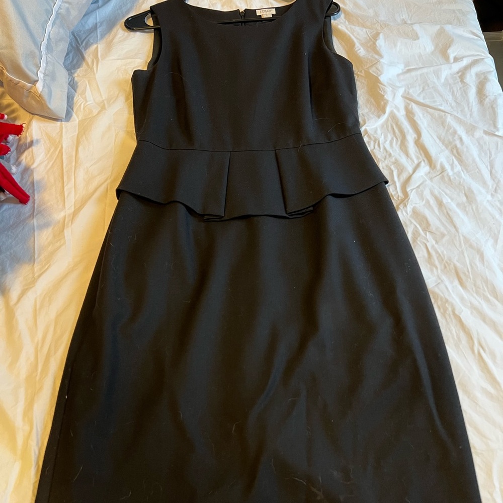 J Crew Wool Black peplum dress